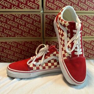 Vans Red and White Old Skool Sneakers